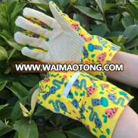 drill canvas kids gardening gloves with pvc dots palm