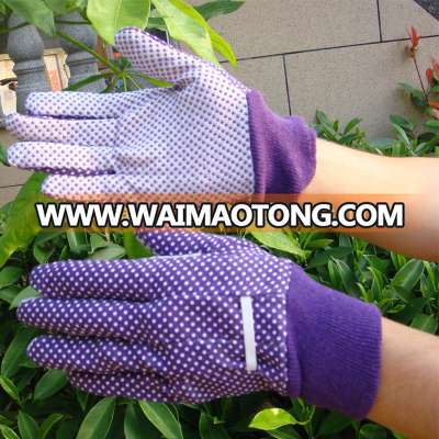 Ladies gardening gloves with pvc dotted on palm work gloves,China supplier / working