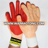 Red Rubber Palm White Knitted Work Glove,Heavy Duty Rubber Gloves