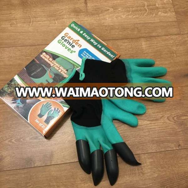 2018 Garden Genie Gloves with Claws Rubber Latex Coated Glove for Digging & Planting